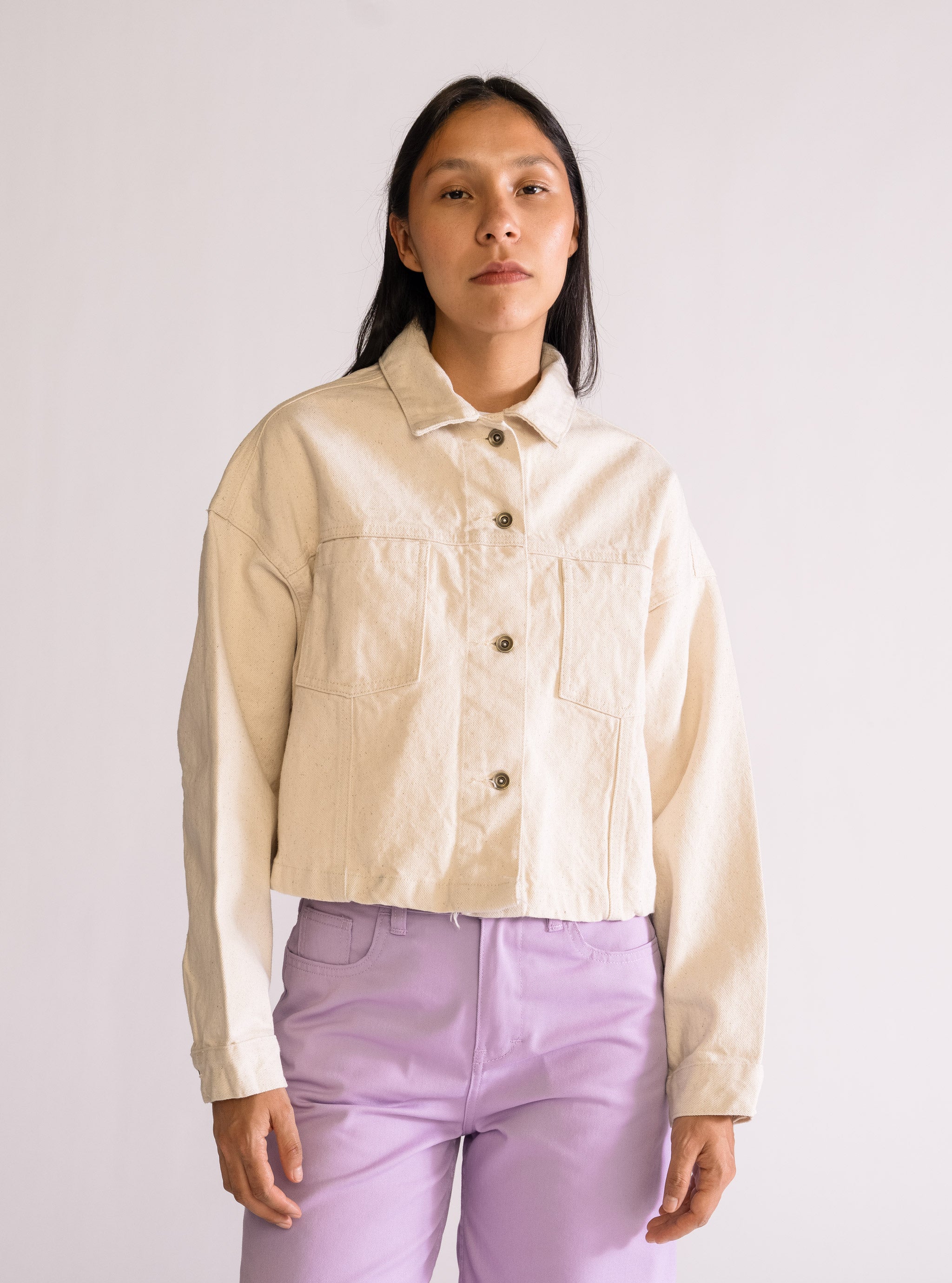 Cloudy Cropped Jacket, Blanco Hueso