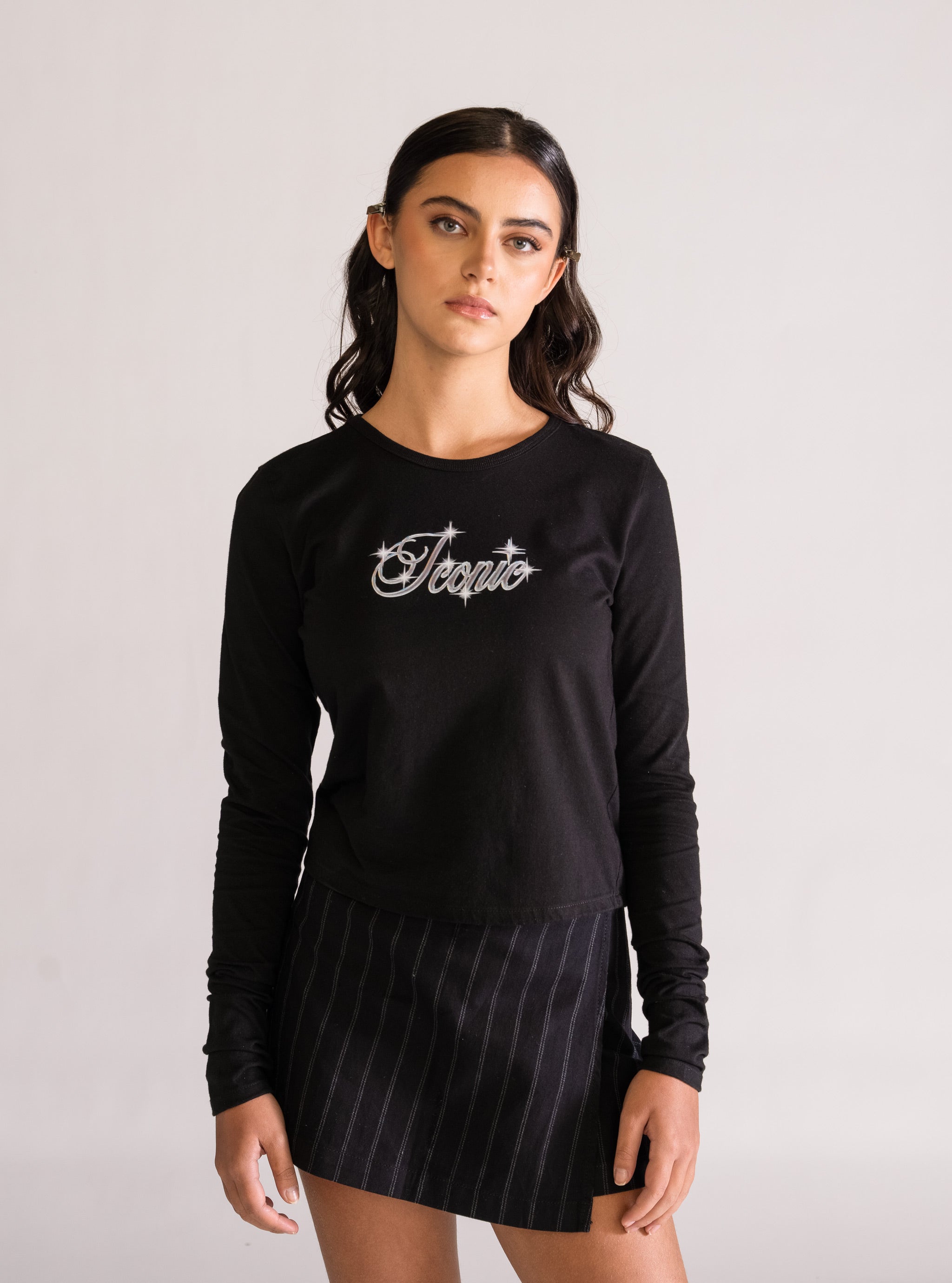 Iconic Baby Manga Larga, Negro
