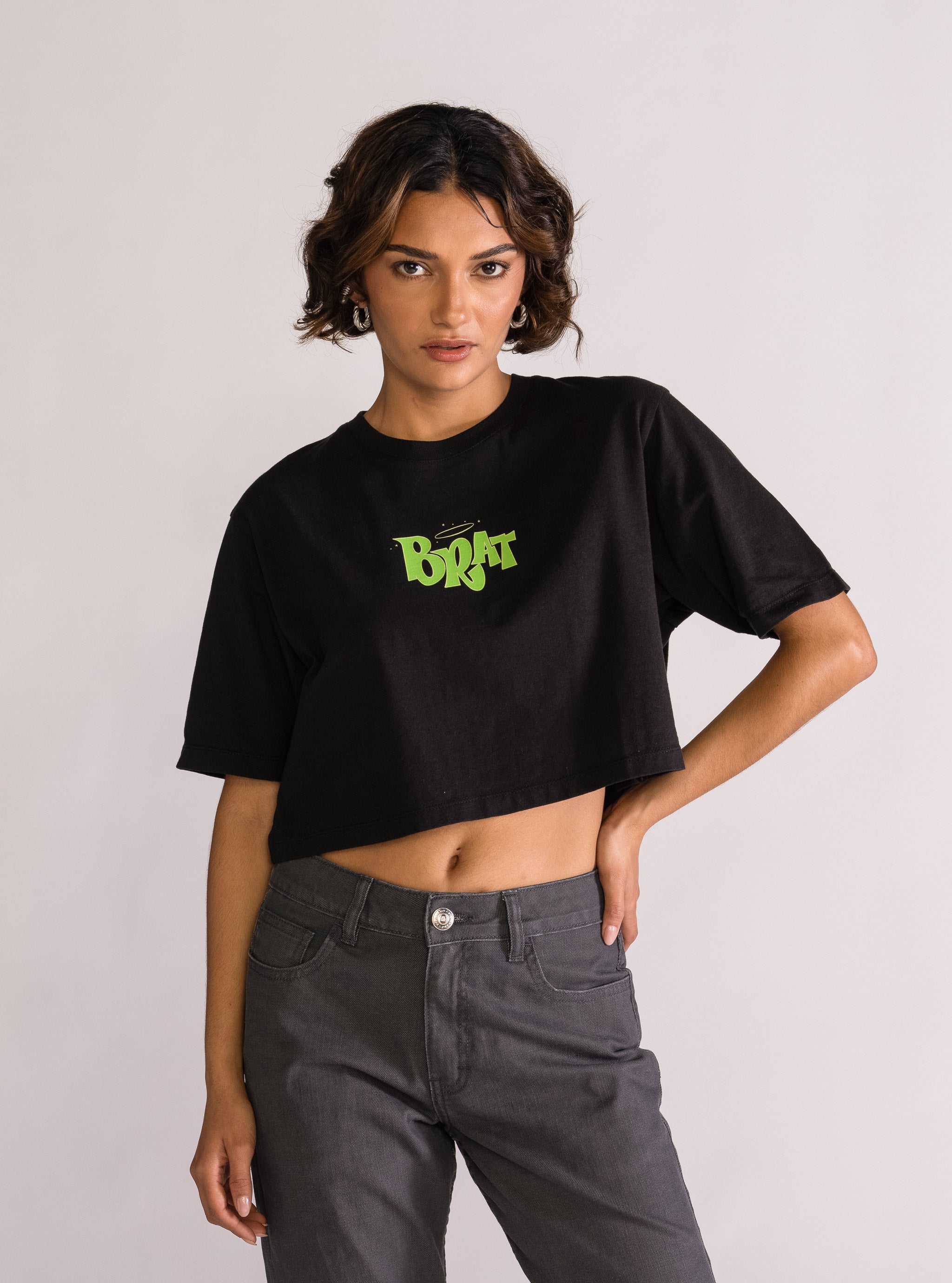 Brat Cropped Tee, Negro