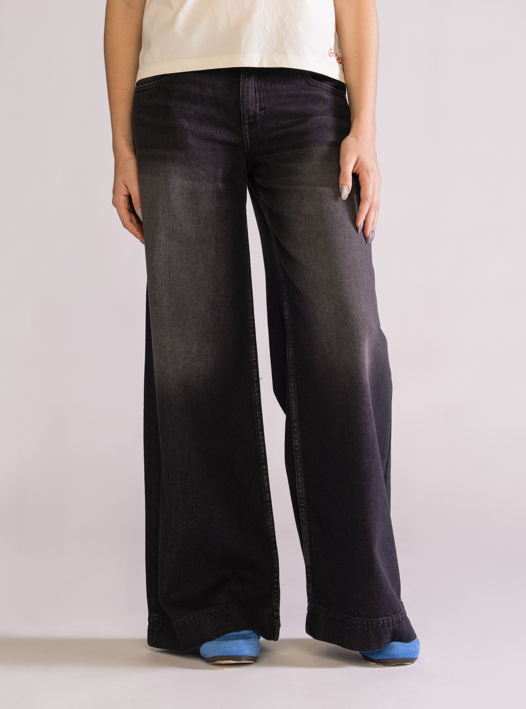 Super Wide Leg Black Cintura Baja, Negro