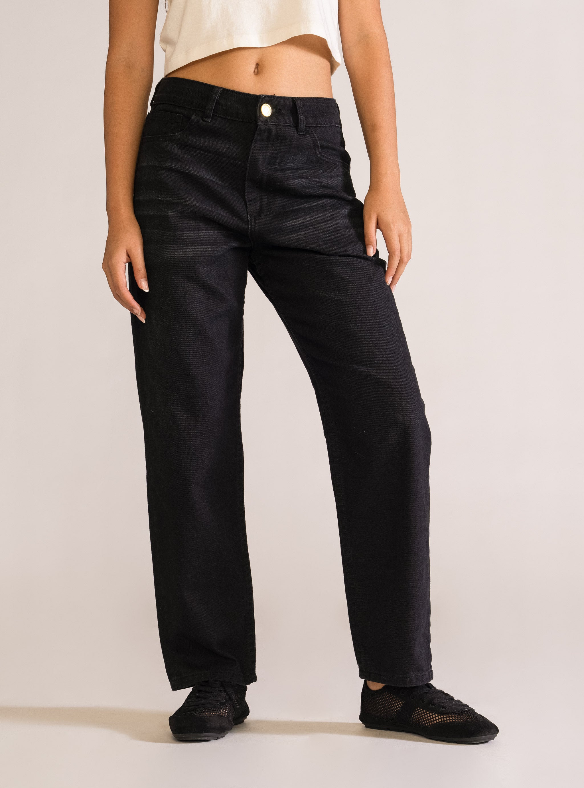 Dangerous 90's Straight Jeans, Negro