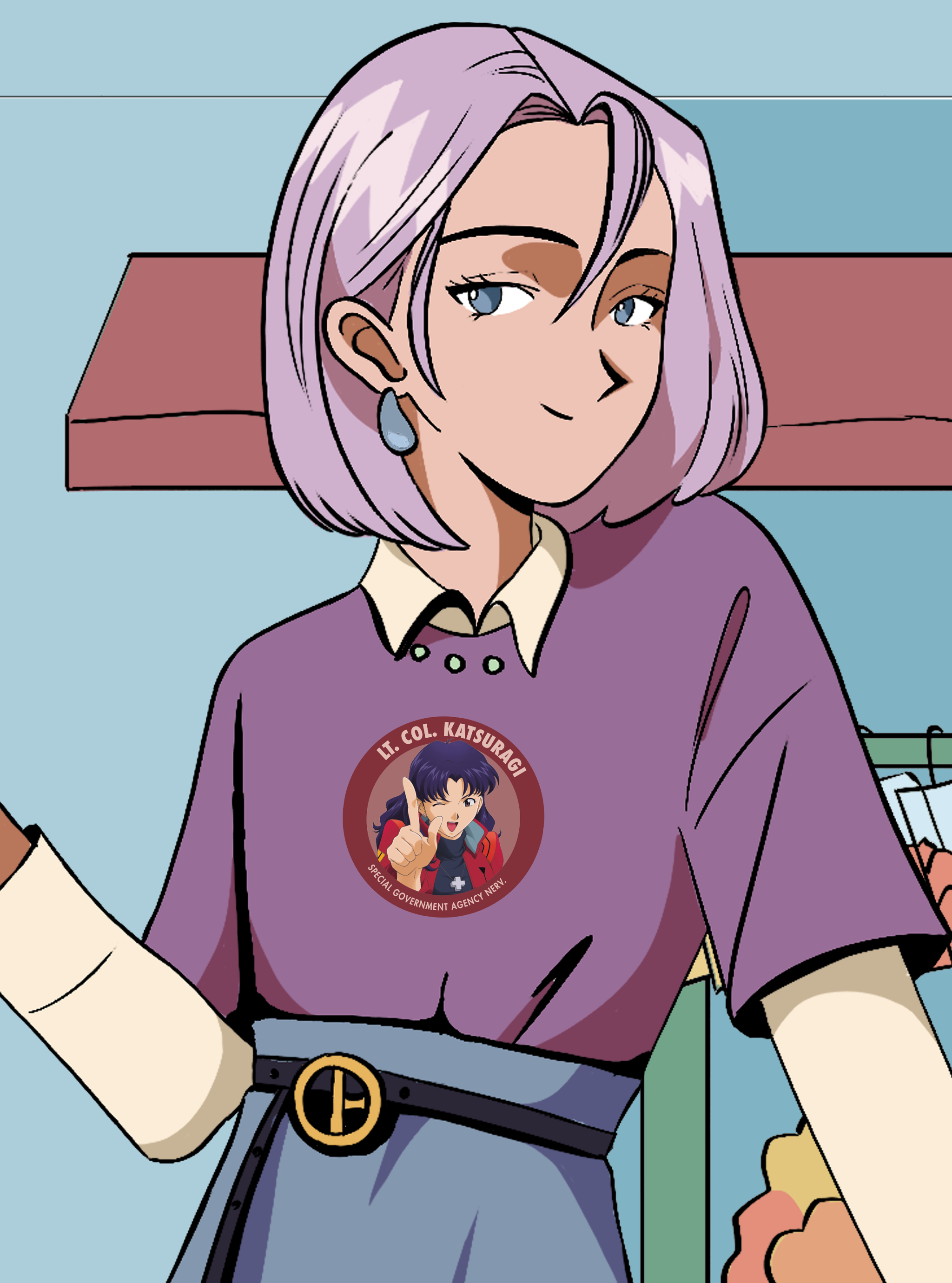 Misato Cropped Evangelion Tee, Morado Claro