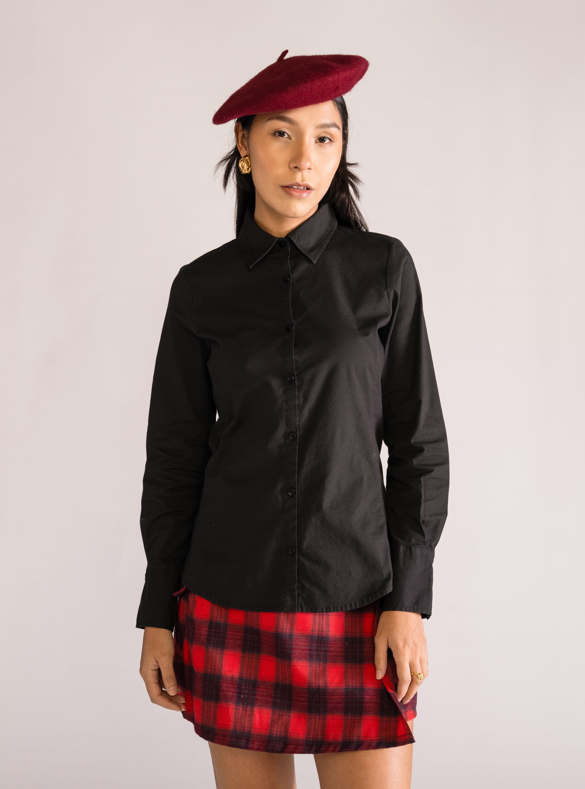 Girly Blusa Slim Fit, Negro