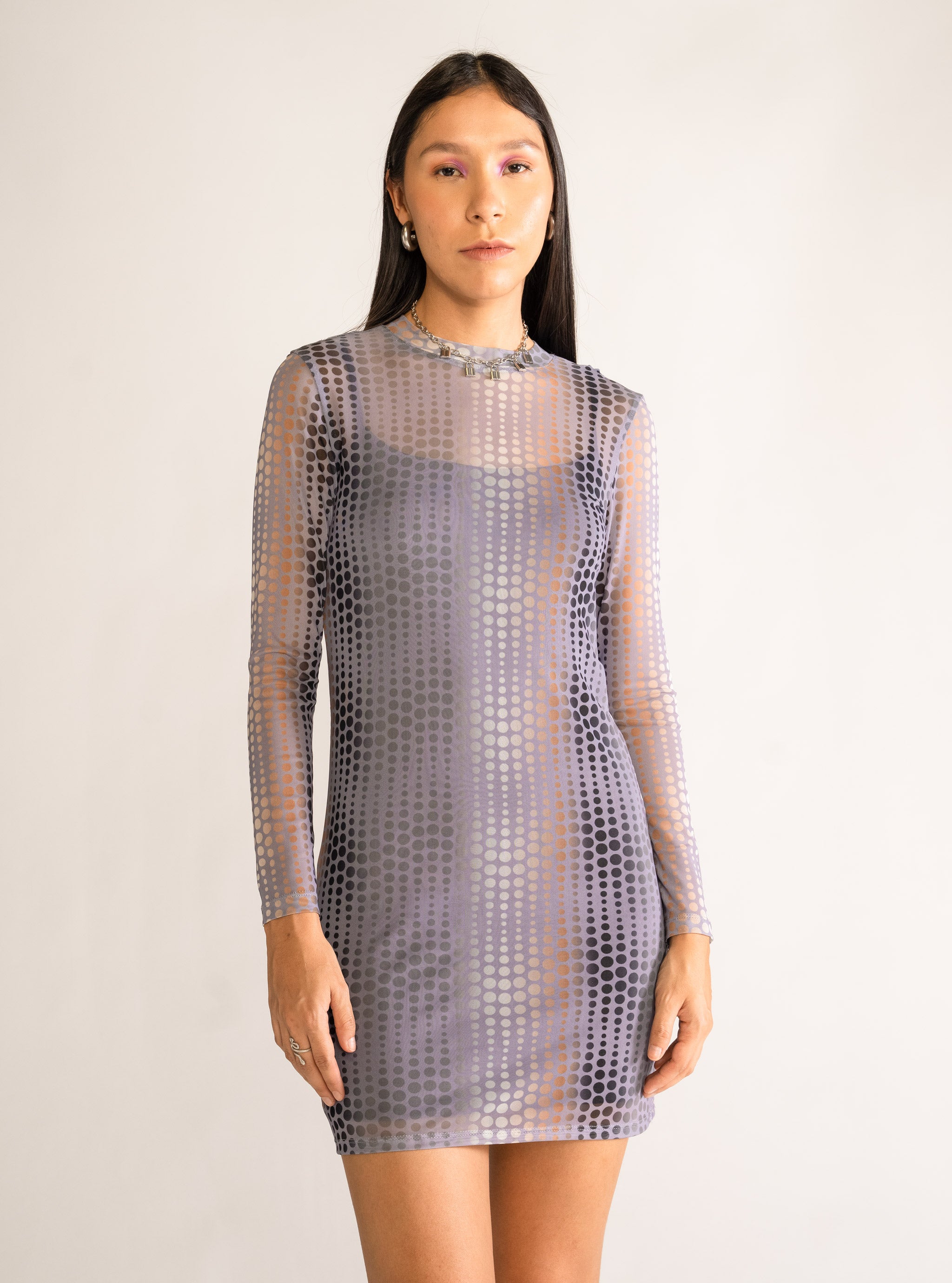 Now That She's Gone Mesh Dress, Morado