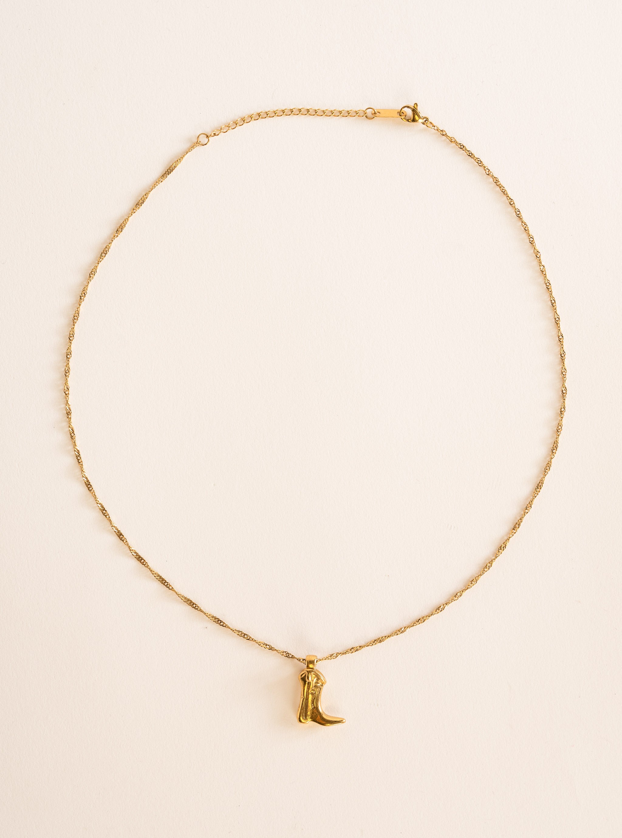 Cowboy Boot Necklace, Dorado