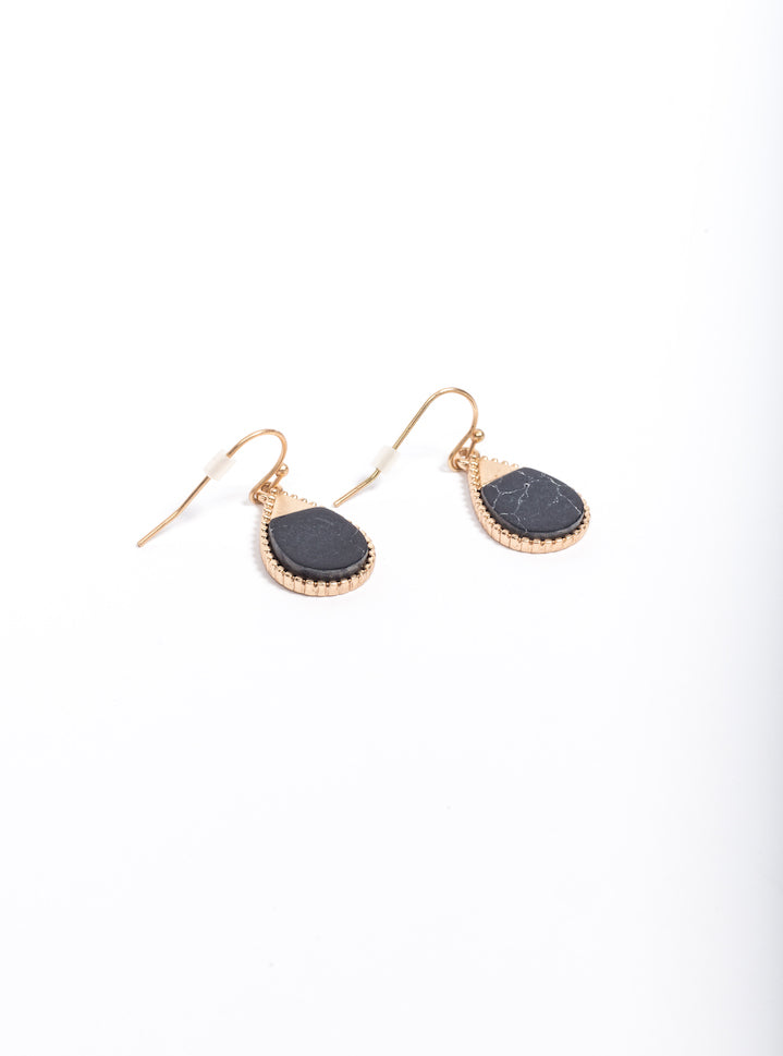 Drop Stone Earrings, Negro