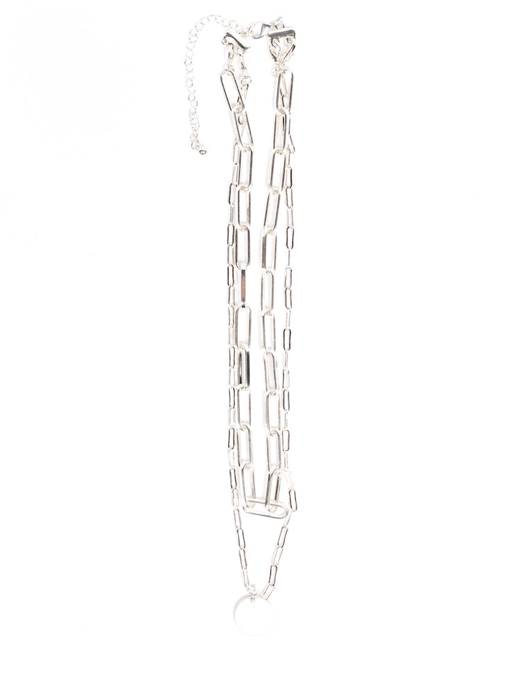 Coin Layered Necklace, Plateado
