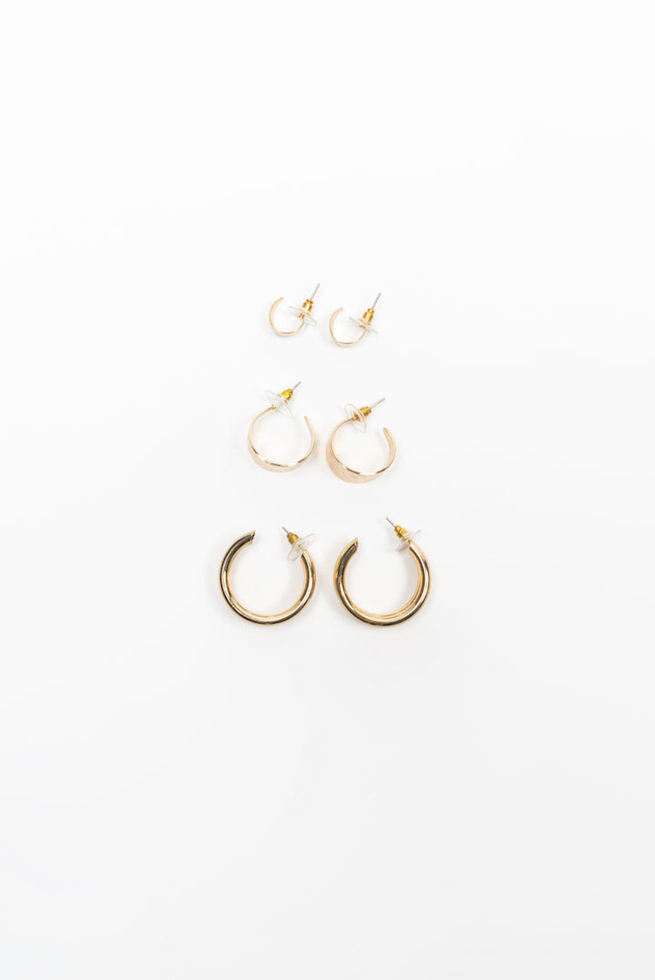Goldie 3 Pack Earrings, Dorado