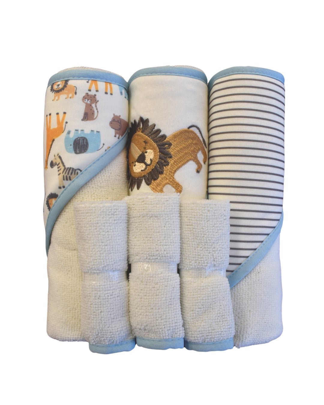 6PK Set de baño  Baby Gear: 3 toallas con capucha y 3 paños para ducha multicolor para niño