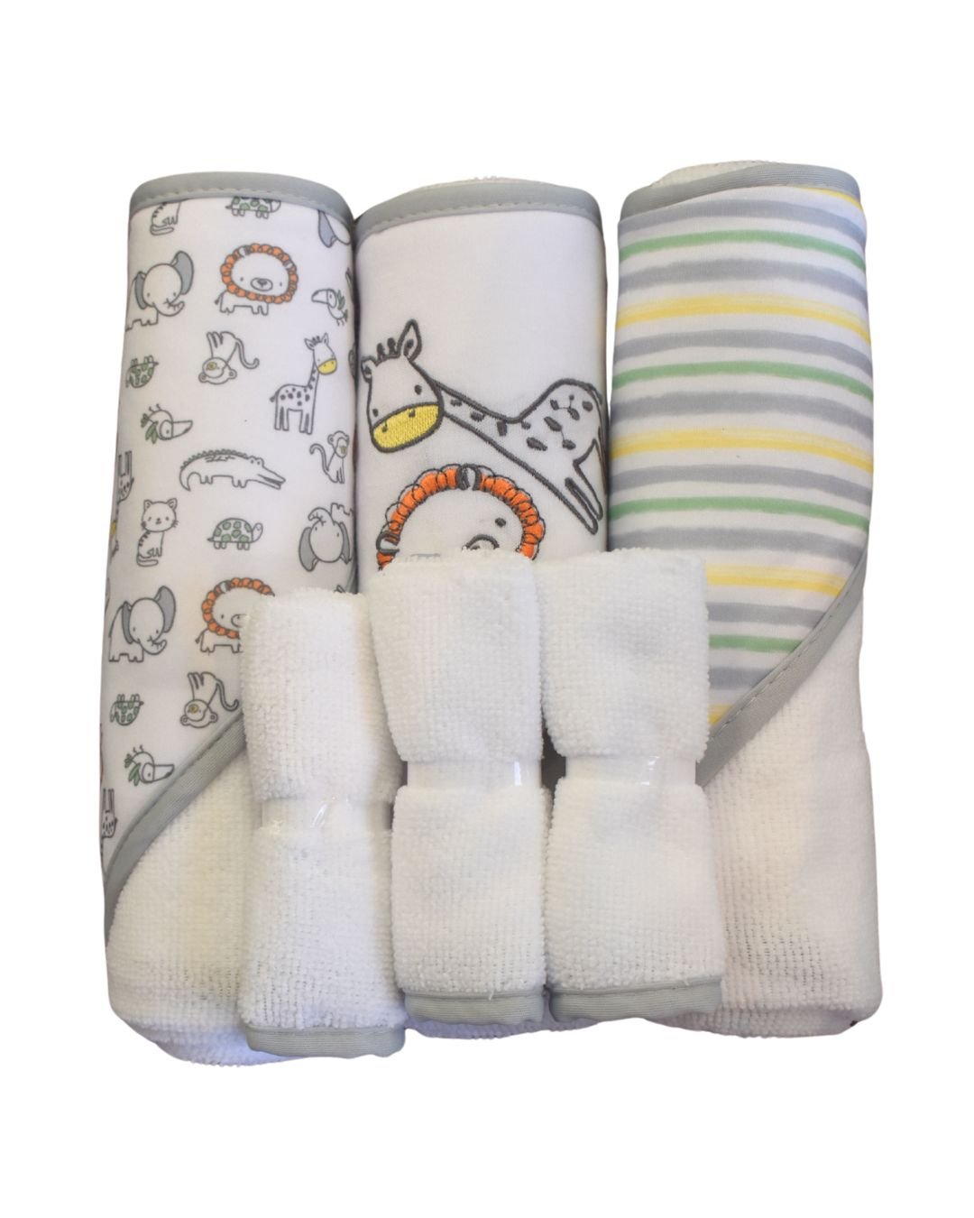 6PK Set de baño  Baby Gear: 3 toallas con capucha y 3 paños para ducha multicolor unisex