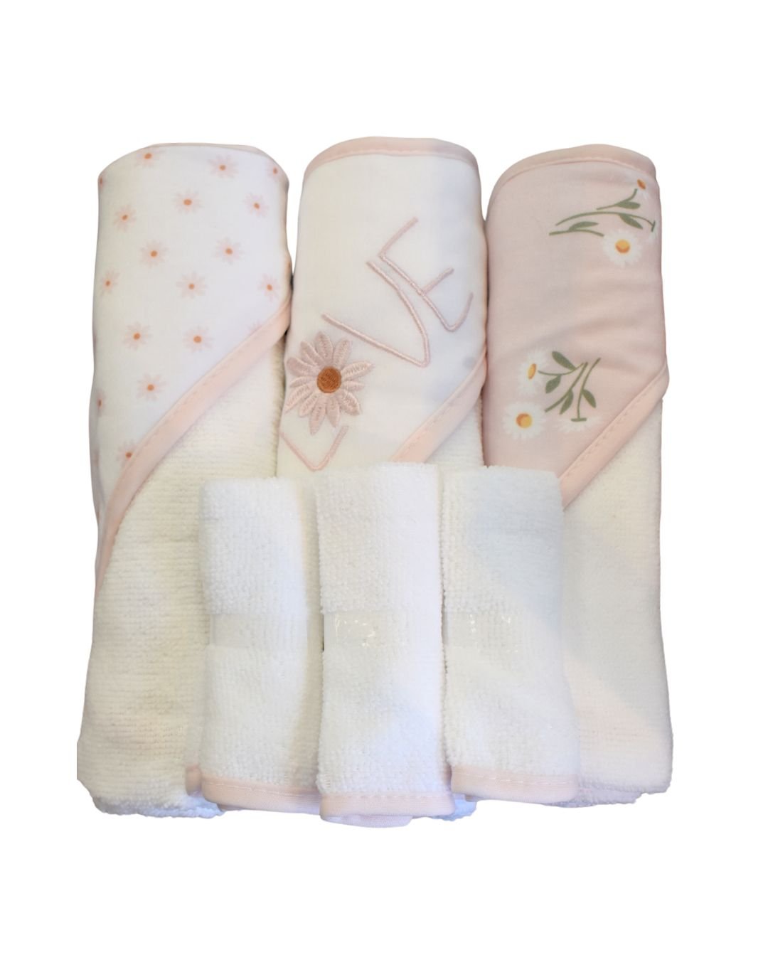 6PK Set de baño Chick Pea: 3 toallas con capucha y 3 paños para ducha multicolor para niña