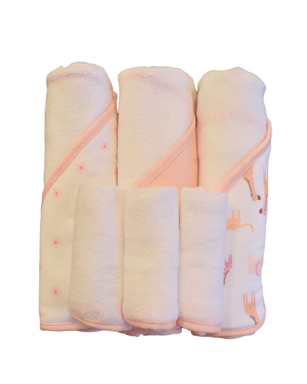 6PK Set de baño Chick Pea: 3 toallas con capucha y 3 paños para ducha multicolor para niña