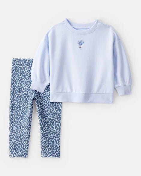 Conjunto Carters 2 piezas: sudadero con diseño y leggings estampado color celeste para niña