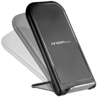 Soporte De Carga Rapida Inalambrica Qi Modelo Kinetic S2 ARG-AC-0141 Marca Argom Para Celulares Potencia De 15 Watts Color Negro