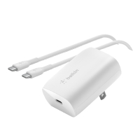 Cargador Para Pared Con Puerto USB-C Marca Belkin Modelo Boostcharge WCA005DQ1MWH-B6 Con Cable USB-C A USB-C Potencia De 30 Watts Color Blanco