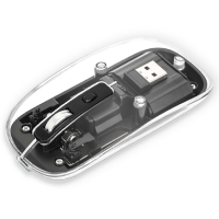Mouse Inalambrico Marca Manhattan Modelo 190268 Color Transparente Con Negro De 4 Botones