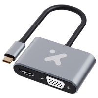 Adaptador Marca Xtech Modelo XTC-542 Multipuerto 2 En 1 De USB-C A HDMI Y VGA