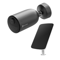 Camara Para Exterior Marca Ezviz Modelo EB3 Resolucion 2K Con Vision Nocturna Y Resistente A La Intemperie Tipo Bullet Kit Con Panel Solar