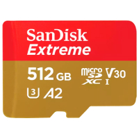 Micro Secure Digital SDXC Sandisk Extreme 512GB Hasta 190Mb Con Adaptador C10, U3, V30, 4K, 5K, A2, Tarjeta Micro SD