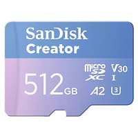 Memoria MicroSDXC Marca SanDisk Modelo Creator MicroSD UHS-I Capacidad De 512GB Rendimiento De Lectura Secuencial De 190MB/s Con Adaptador