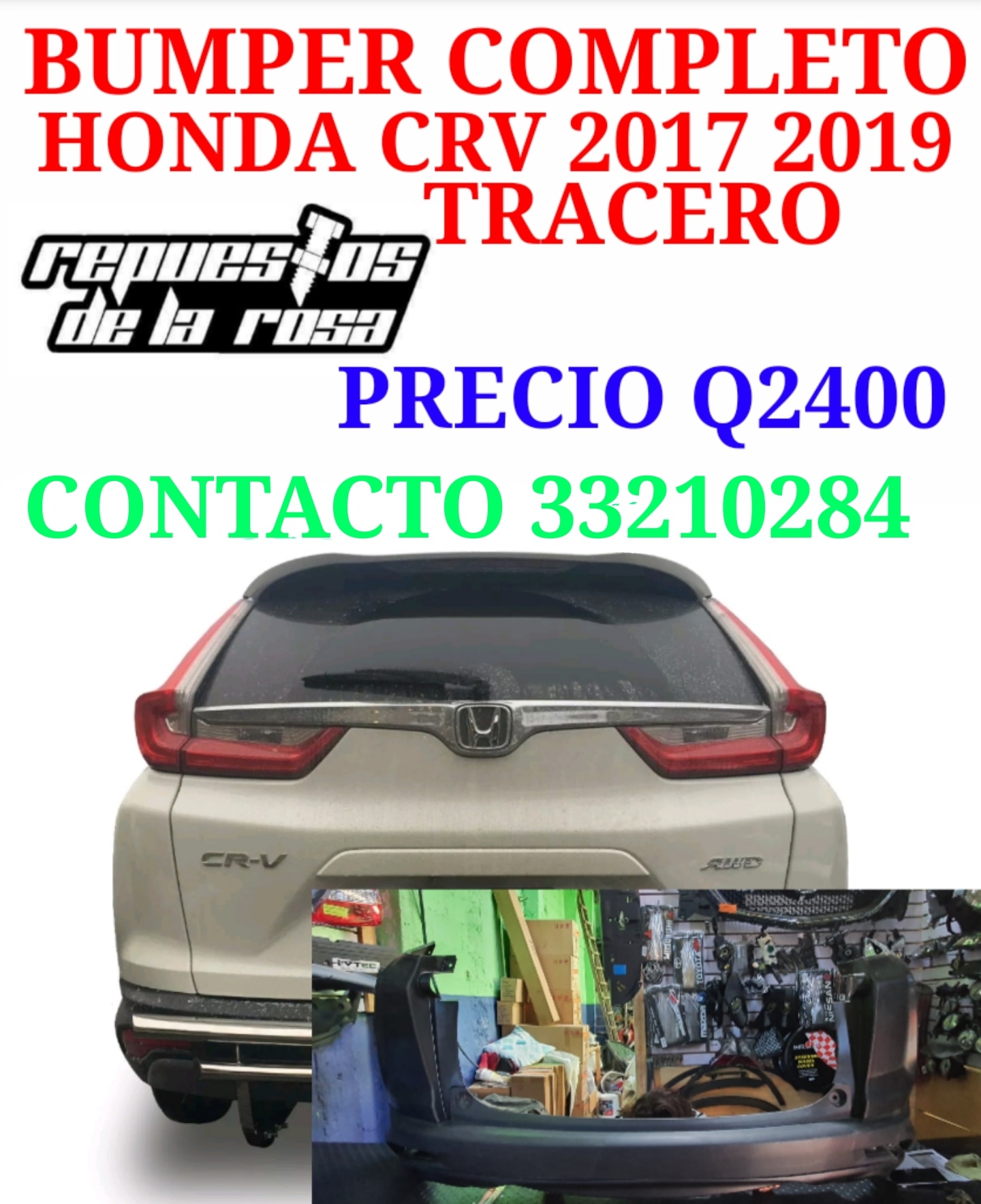 BUMPER TRACERO HONDA CRV 2017 AL 2019