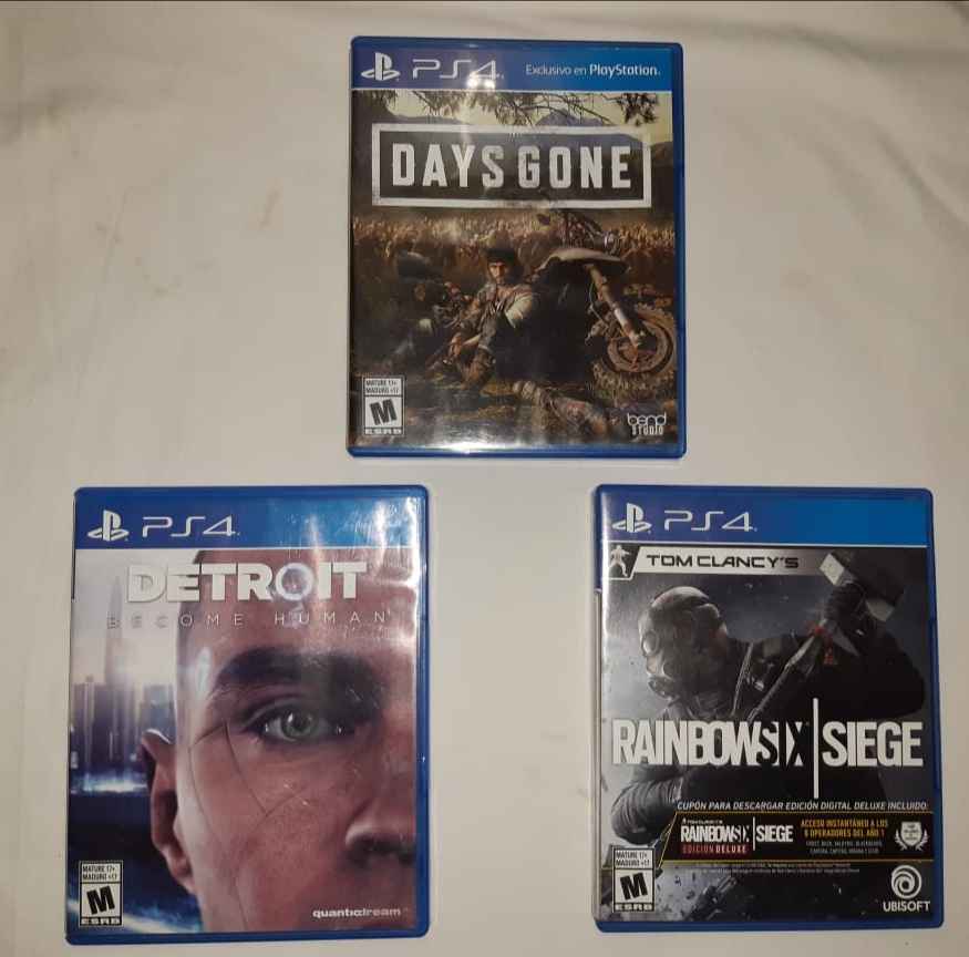 Juegos PS4, Days gone, rainbowsix, Detroit