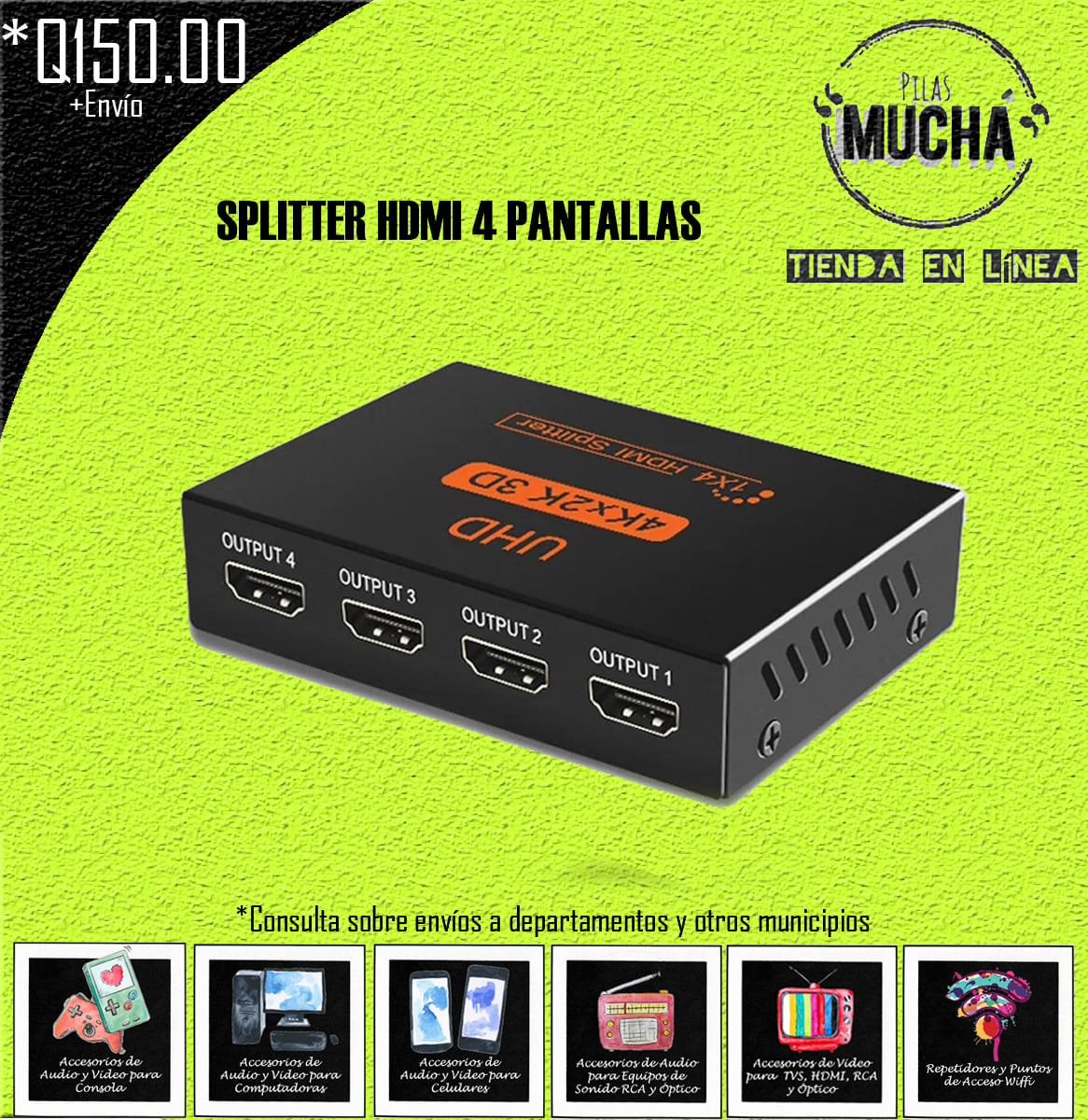 SPLITTER HDMI 4 PANTALLAS (Precio sin envío)