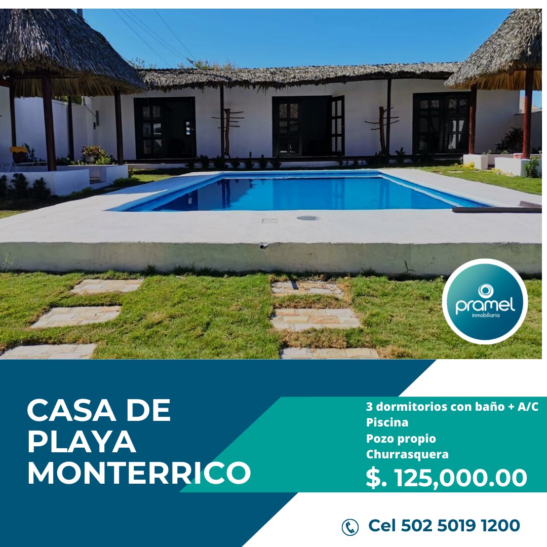 Vendo Casa de Playa en MONTERRICO $. 125,000.00