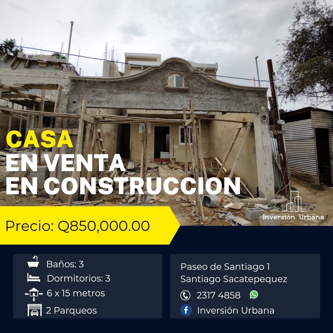 Casa en venta en construcción en Santiago Sacatepequez a pocos minutos del centro de San lucas