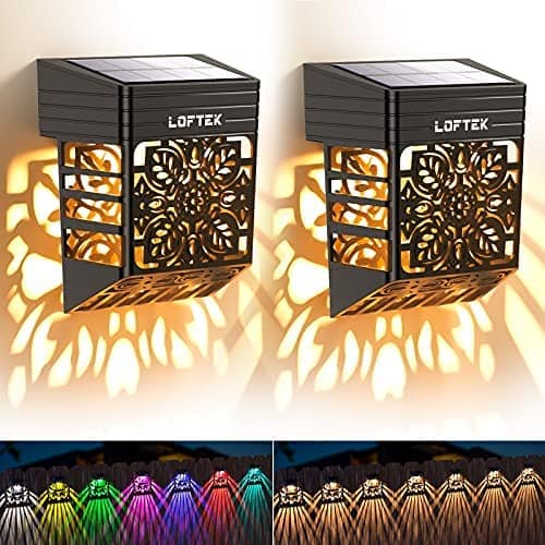 LOFTEK Luces solares de cubierta, paquete de 8 luces solares  con 2 modos RGB / cálido
