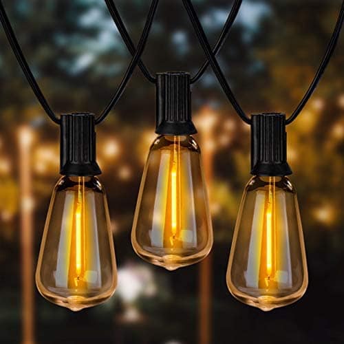 Newpow – Cadena de luces para exteriores de 30 pies o 10 metros con bombillas de filamento LED 25