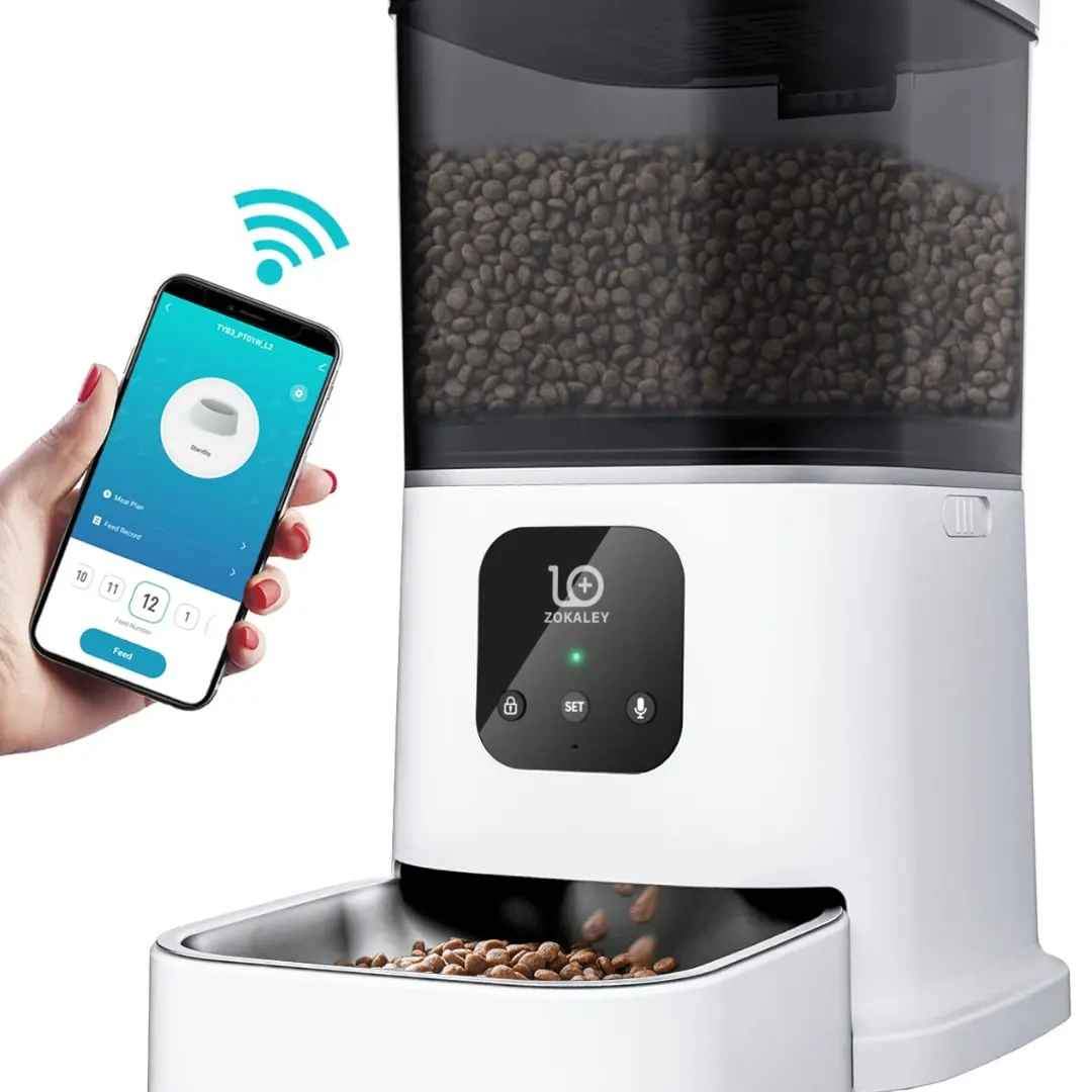 Alimentadores automáticos para perros y gatos, 2.4 G, WiFi, alimentador programable para mascotas