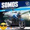 Puede ser una imagen de scooter, moto y texto que dice "SOMOS ACOMPAÑAN LOS QUETE EN TUS AVENTURAS 150Z VISA mastercard Inter Consumo 1 PAGOS."