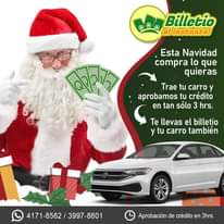 Puede ser una imagen de texto que dice "Billetio allinstante! Esta Navidad compra lo que quieras 0দ Trae tu carro y aprobamos tu crédito en tan sólo 3 hrs. Te llevas el billetio y tu carro también 4171-8562/ 3997-8801 Aprobación de crédito en 3hrs."