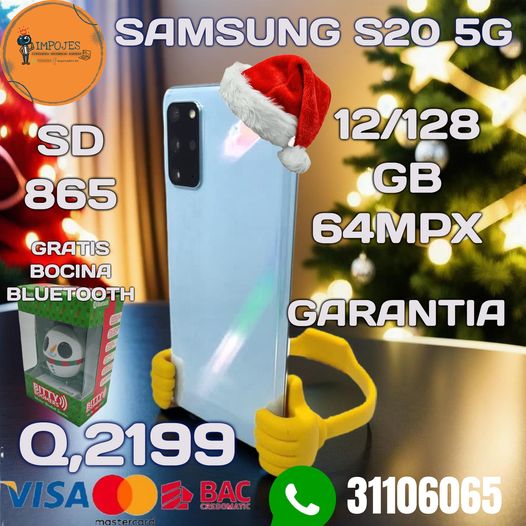 SAMSUNG S20 5G

LIBERADO DE FABRICA
DUAL SIM
12 GB DE RAM
128 GB INTERNAS EXPAND