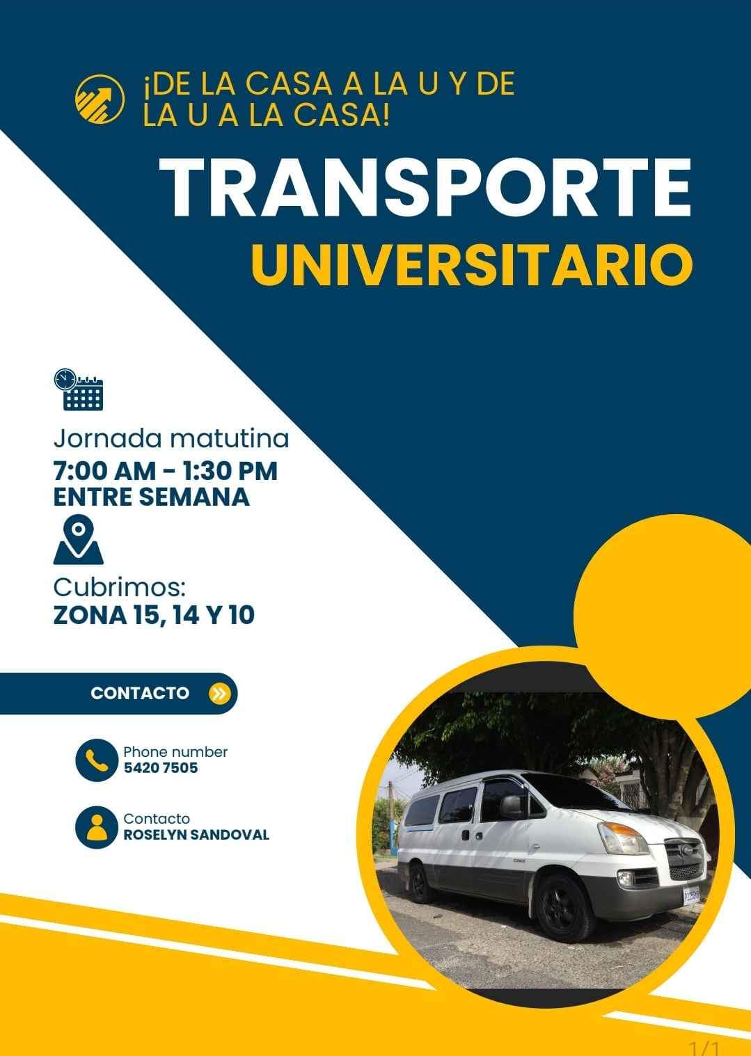 Transporte universitario!
 Universidad Rafael Landivar
 Diario y plan fin de sem