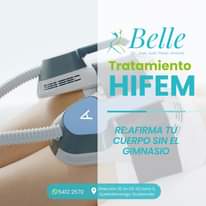 Puede ser una imagen de texto que dice "Belle Dr. José Juan Pérez Alvarez Tratamiento HIFEM RE:AFIRMA TU CUERPO SIN EL GIMNASIO 54122570 5412 2570 Dirección 32 D2-62 zona 3, Quetzaltenango, Guatemala"