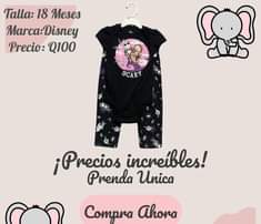 Puede ser una imagen de pijamas y texto que dice "Talla: 18 Meses Marca: Disney Precio: Q100 weet and SCARY ¡Preci increíbles! bles! Unica Compra ahora"