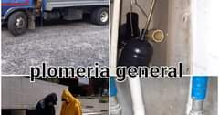 Puede ser una imagen de 1 persona, termotanque y texto que dice "plomeria general"