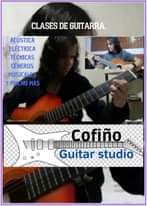 Puede ser una imagen de 2 personas, guitarra y texto que dice "CLASES DE GUITARRA. ACÚSTICA ELÉCTRICA TÉÇNICAS GÉNEROS MUSICALES Y MUCHO MAS w0000Cofno # Guitar studio P"