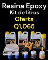 Puede ser una imagen de texto que dice "Resina Epoxy Kit de litros Oferta Q1,065 F Guate-Epoxy RESINA EPOXICA Formula RESINAEPOXICA 2A1 A Guate-Epoxy CATALIZADOR EPOXICO Formula A1 B TOLSEN P Guate-Epoxy RESINA 2A1 EPOXICA ormula"