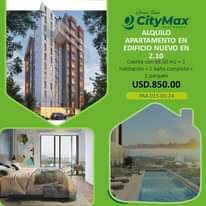 Puede ser una imagen de texto que dice "Green Team CityMax Estate ALQUILO APARTAMENTO EN EDIFICIO NUEVO EN Z.10 Cuenta con 68.50 m2- 1 habitación baño completo+ 1 parqueo USD.850.00 PAA-015-01-24"