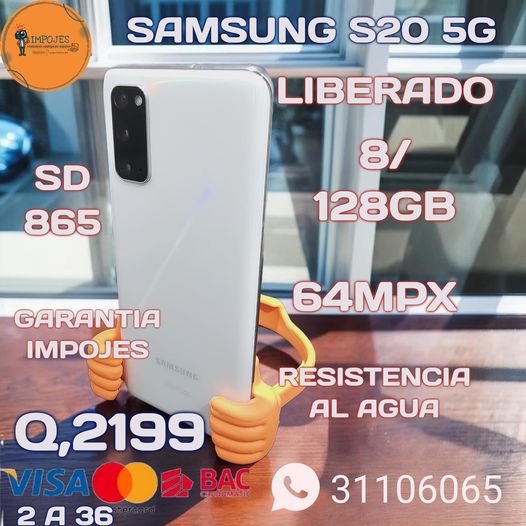 SAMSUNG S20 5G
 LIBERADO DE FABRICA
 DUAL SIM
 1 SIM FÍSICO MÁS E SIM
 12 GB DE